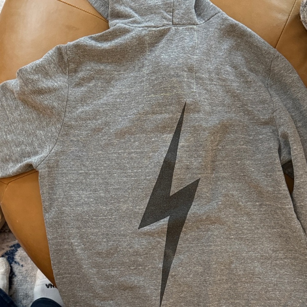 Aviator Nation Gray Sweater with Black Lightning Bolt